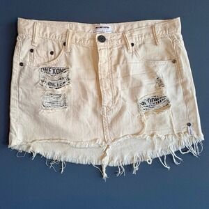 One Teaspoon 'Junkyard' Distressed Denim Mini Skirt | Sz 27 -‎ Fits 32 | Cut off